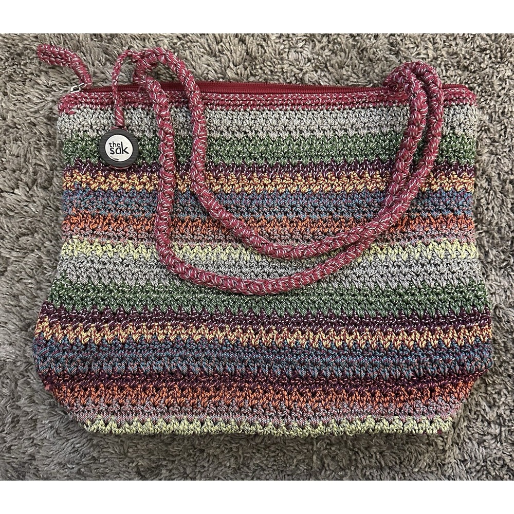 The Sak Crochet Shoulder Bag Multicolor‎ Boho EUC